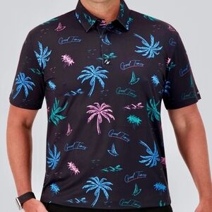 Full Wedge Golf 2X Dadcore Eclectic Neon Tropical Performance Wear Golf Polo
